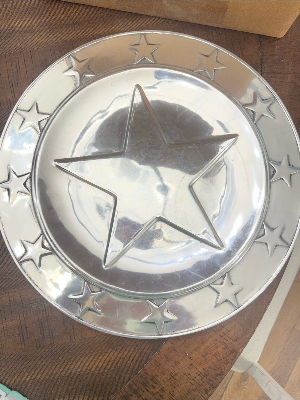 ⭐ Wilton Armetale Texas & Stars Round Serving Platter 15.5” Western Lone Star